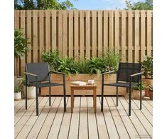 Sodo kėdės 2 pcs Juoda ir Antracitas 53,5 x 59 x 77 cm