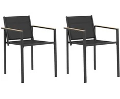 Sodo kėdės 2 pcs Juoda ir Antracitas 53,5 x 59 x 77 cm