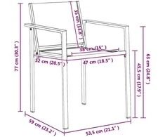 Sodo kėdės 2 pcs Juoda ir Antracitas 53,5 x 59 x 77 cm