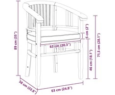 Kėdė su pagalve 2 pcs Ruda 63 x 58 x 89 cm Kieto teka medžio