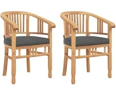 Kėdė su pagalve 2 pcs Ruda 63 x 58 x 89 cm Kieto teka medžio