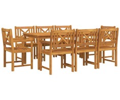 Lauko baldų komplektas Sodo valgomojo komplektas 9 pcs Ruda Kietos akacijos mediena