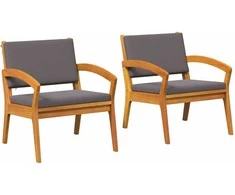 Lauko baldų komplektas Sodo Kėdė 2 pcs Natūralus aliejus Kietos akacijos mediena