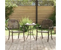 Sodo Kėdė 2 pcs Bronzinė 55 x 56,5 x 91cm Aliuminis