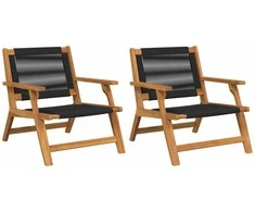 Sodo baldai 2 pcs Juoda 67 x 76 x 73 cm Kietos akacijos mediena
