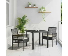 Sodo Kėdė su pagalve 2 pcs Juoda 55 x 53 x 85 cm poliratanas