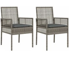 Sodo Kėdė su pagalve 2 pcs Pilka 55 x 53 x 85 cm poliratanas
