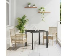 Sodo Kėdė su pagalve 2 pcs Smėlio 55 x 53 x 85 cm poliratanas