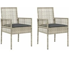 Sodo Kėdė 2 pcs Šviesiai pilka 55 x 53 x 85 cm poliratanas