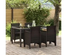 Sodo Kėdė su pagalve 4 pcs Ruda 53 x 49 x 85 cm Polipropilenas
