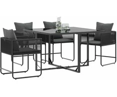 Kėdė su pagalve 4 pcs Juoda ir Antracitas PE ratanas