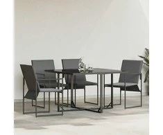 Kėdė su pagalve 4 pcs Juoda ir Antracitas Tekstilenas