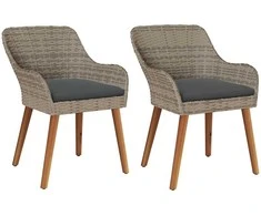 Sodo Kėdė su pagalve 2 pcs Juoda 62,5 x 55 x 82 cm poliratanas