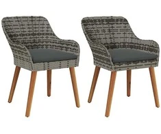 Sodo Kėdė su pagalve 2 pcs Pilka 62,5 x 55 x 82 cm poliratanas