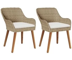 Sodo Kėdė su pagalve 2 pcs Smėlio 62,5 x 55 x 82 cm poliratanas