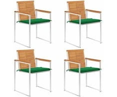 Sodo kėdės su pagalvėlėmis, 4vnt., akacijos medienos masyvas