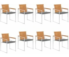 Sodo kėdės su pagalvėlėmis, 8vnt., akacijos medienos masyvas