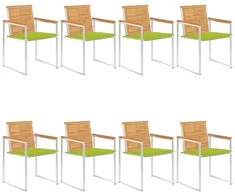 Sodo kėdės su pagalvėlėmis, 8vnt., tikmedžio medienos masyvas