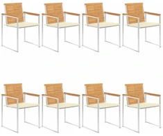 Sodo kėdės su pagalvėlėmis, 8vnt., tikmedžio medienos masyvas