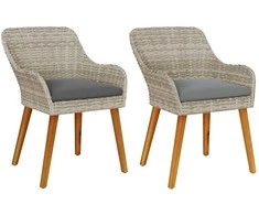 Sodo Kėdė 2 pcs Šviesiai pilka 62,5 x 55 x 82 cm poliratanas