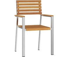 Sodo Kėdė 4 pcs Kietas akacijos medis ir nerūdijančio plieno