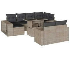 Sofa Sodo komplektas su pagalvėlėmis, 11 dalių, pilkas, poliratanas