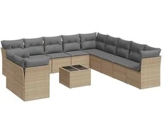 Sofa Sodo komplektas su pagalvėlėmis, 12 dalių, smėlio, poliratanas