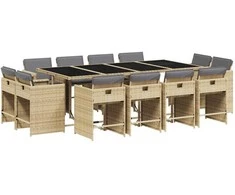 Sofa Sodo komplektas su pagalvėlėmis, 13 dalių, smėlio, poliratanas