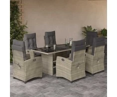 Sofa Sodo komplektas su pagalvėlėmis, 7 dalių, pilkas, poliratanas