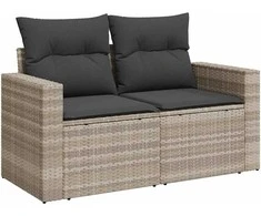 Sofa Sodo komplektas su pagalvėlėmis, 8 dalių, pilkas, poliratanas