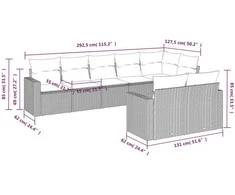 Sodo komplektas su pagalvėlėmis, 8 dalių, pilkas, poliratanas