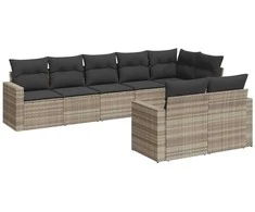 Sofa Sodo komplektas su pagalvėlėmis, 8 dalių, pilkas, poliratanas