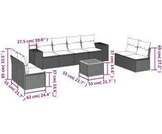 Sofa Sodo komplektas su pagalvėlėmis, 9 dalių, smėlio, poliratanas