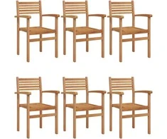 Kėdė 6 pcs Ruda 56 x 55 x 90.5 cm Kieto teka medžio