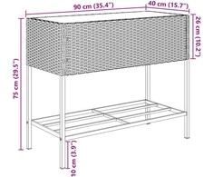 Sodo loveliai su lentyna, 2vnt., rudi, 90x40x75cm, poliratanas