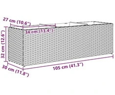 Sodo loveliai su vazonais, 2vnt., juodi, 105x30x32cm, ratanas