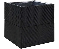 Sodo lovelis, juodos spalvos, 80x80x80cm, poliratanas