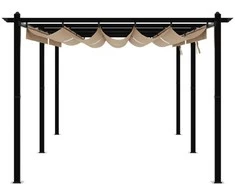 Sodo pavėsinė su ištraukiamu stogu, taupe, 3x6m, aliuminis