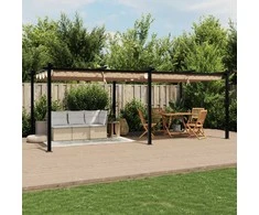 Sodo pavėsinė su ištraukiamu stogu, taupe, 3x6m, aliuminis