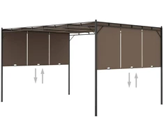 Sodo pavėsinė su šonine užuolaida, taupe spalvos, 4x3x2,25m