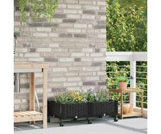 Sodo puodynė su ratukais Juoda 80 x 40 x 29 cm PP