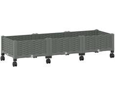 Sodo puodynė su ratukais Šviesiai pilka 120 x 40 x 33 cm PP