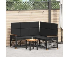 Sodo reguliuojamos sofos komplektas Juodas 164 x 164 x 112 cm