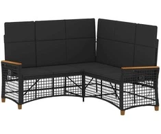 Sodo reguliuojamos sofos komplektas Juodas 164 x 164 x 112 cm