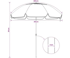 Sodo skėtis 240 cm 170T poliesteris Oranžinė