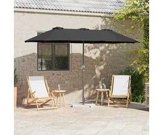 Sodo skėtis Juoda 370 x 197 x 239 cm Poliesteris ir aliuminis