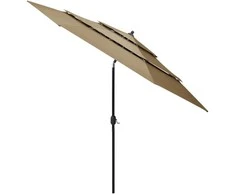 Skėtis nuo saulės su aliuminiu stulpu, taupe, 3m, 3 aukščių