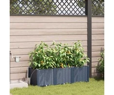 Sodo vazonas 3 pcs Pilka 120 x 40 x 37,5 cm Plastmasė