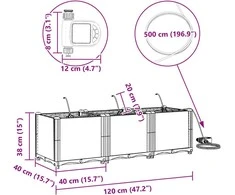 Sodo vazonas 3 vnt. Pilka 120 x 40 x 37,5 cm PP