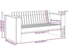 Sodo sofa Balta 134 x 60 x 62 cm Kietos pušies mediena
